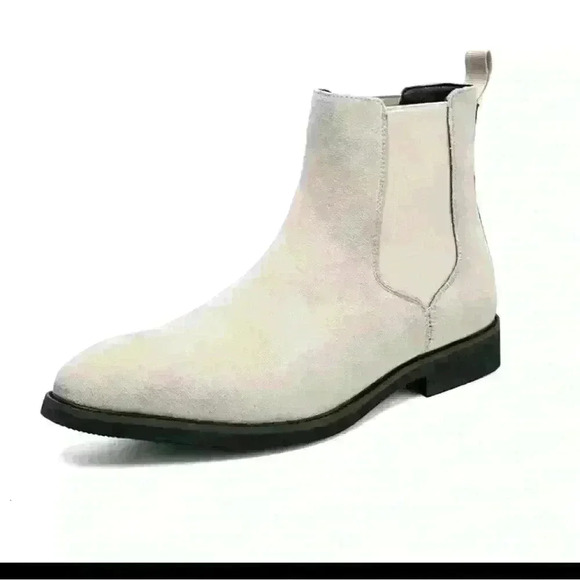 Beige Chelsea Boots Men Flock Slip-On Business Men Short
Boots Size 39 - Picture 1 of 11